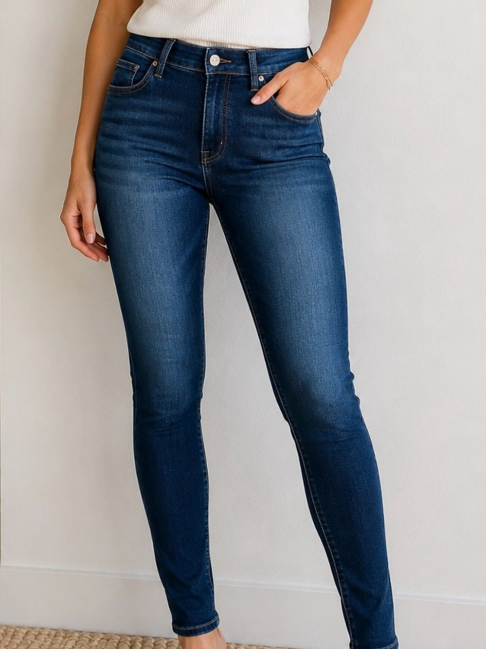 Seven7 Tummyless Jeans Size 12 Dark Wash Skinny High Rise Stretch
